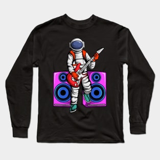 Space Astronaut Playing Electric Guitar in Space Long Sleeve T-Shirt